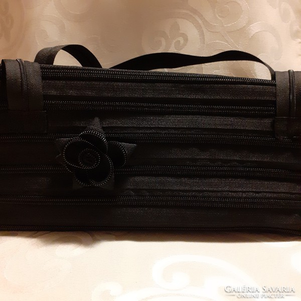 Zipper black small bag, toiletry bag