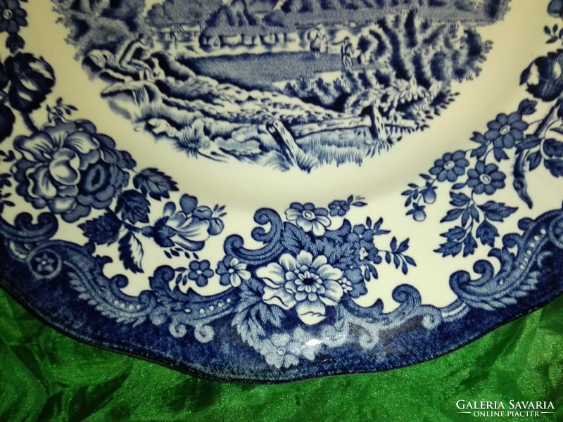 Royal worcester, English porcelain plate, scene, cobalt blue.