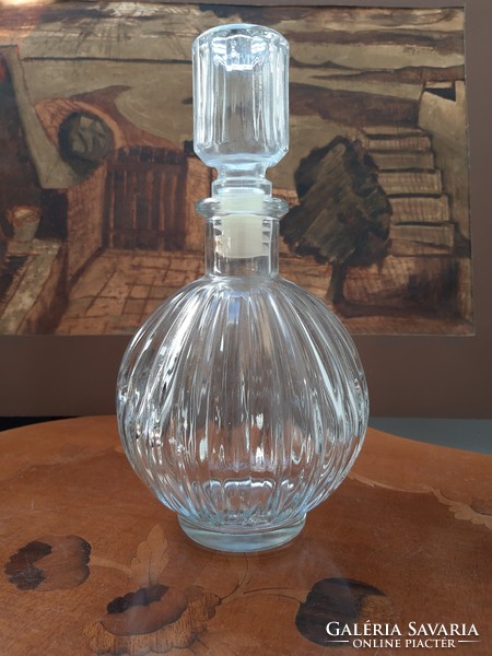 Antik hasas bordázott ólomüveg kiöntő bor likőr pálinka szervírozó palack