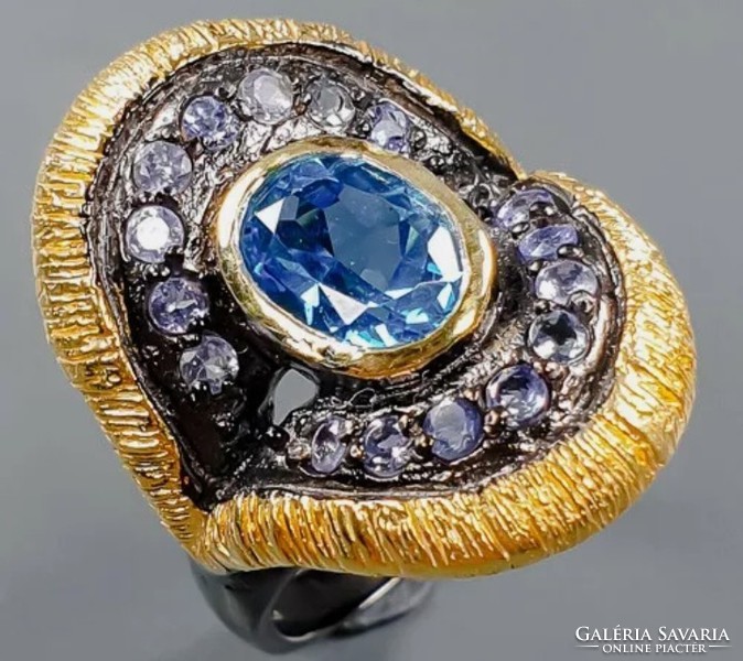 Blue topaz silver ring