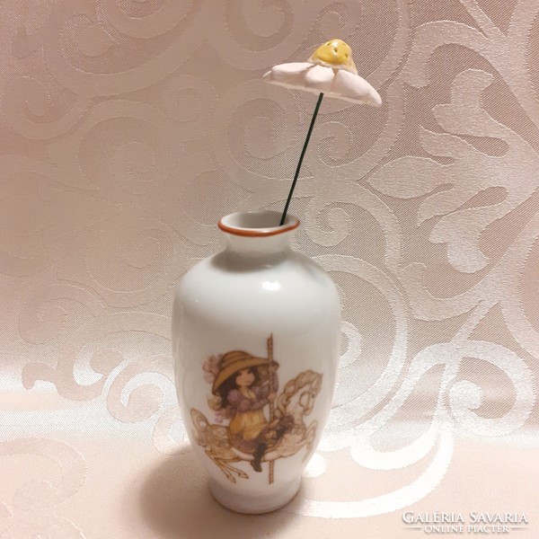 Violet vase with gift ceramic flower