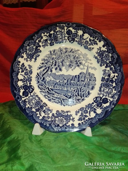 Royal worcester, English porcelain plate, scene, cobalt blue.