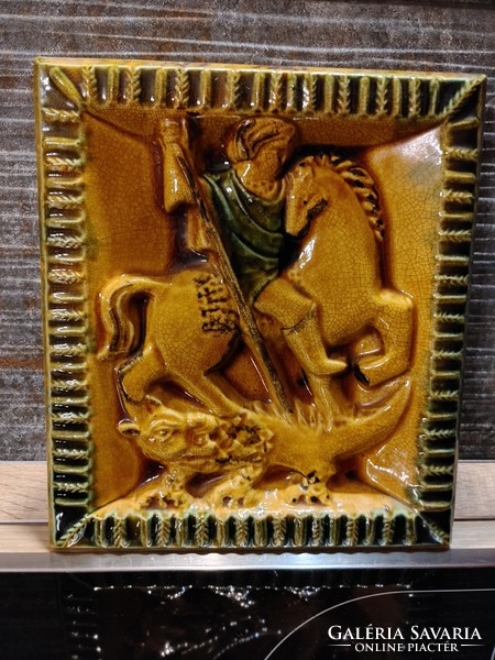 Wonderful dragon slayer St. George craftsman ceramic tile