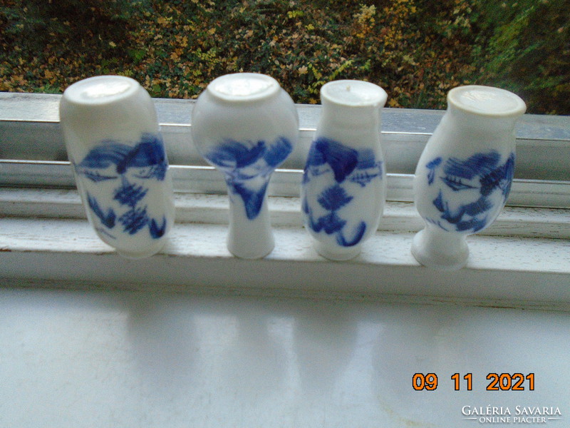 Kézzel festett egyedi kobaltkék Kangxi mintákkal 4 db miniatűr tojáshéj porcelán váza