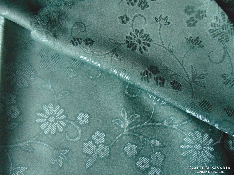 Beautiful moss green silk tablecloth 155 x 300 cm oval!