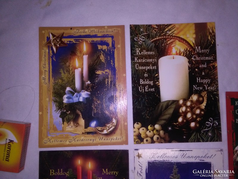 Öt darab retro, íratlan karácsonyi képeslap együtt