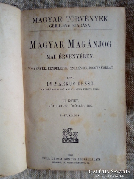 Dr. dezső Márkus: Hungarian private law i-ii-iii.