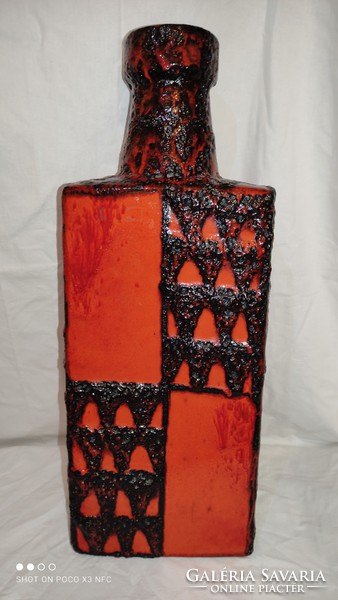 Mid century fat lava ceramic floor vase