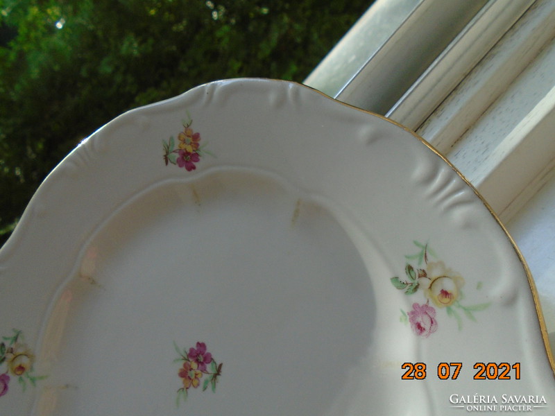 Zsolnay embossed floral cake plate with green shield seal mark 19.5 cm