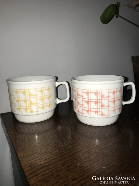2 pcs zsolnay retro checkered mug / cup