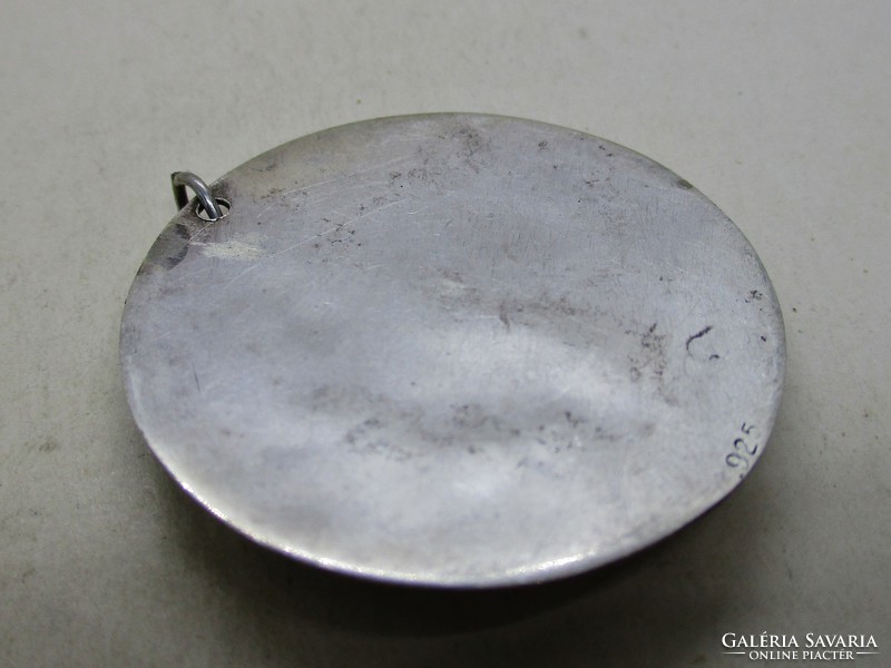 Nagyon szép régi türkizköves ezüst medál