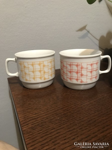 2 pcs zsolnay retro checkered mug / cup