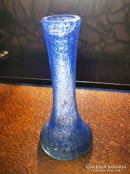 Karcagi blue veil glass vase, 22 cm