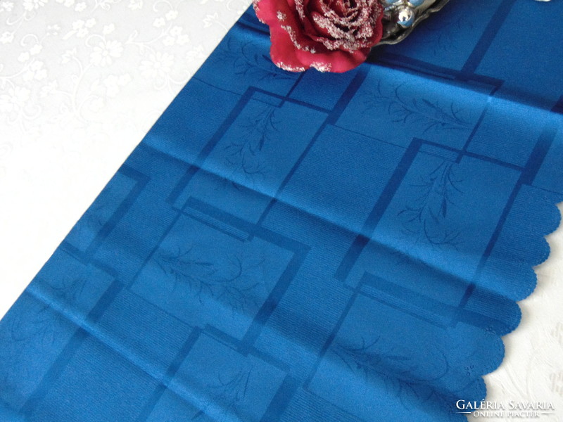 Dark royal blue elegant silk tablecloth 156 x 220 cm oval!