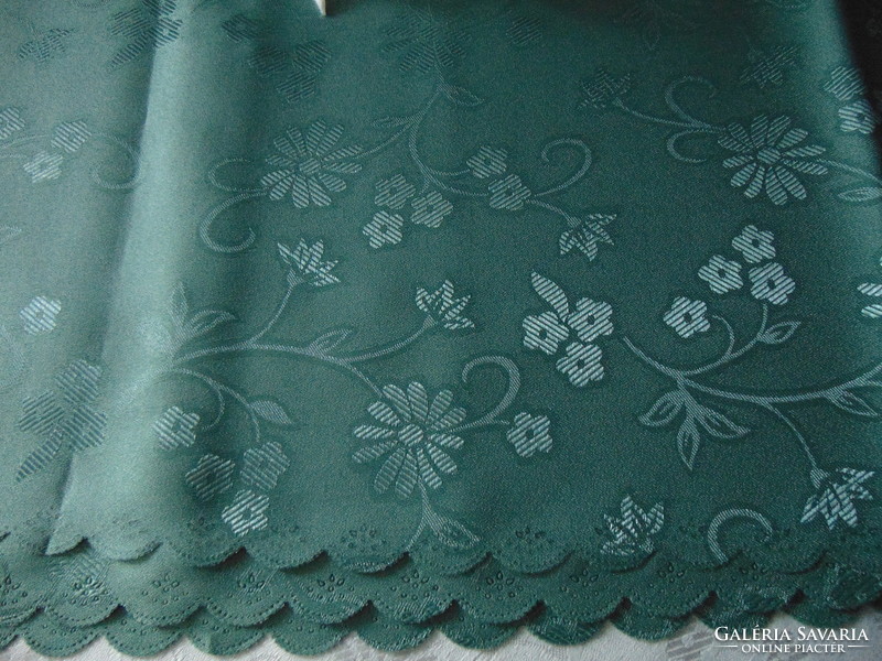 Beautiful moss green silk tablecloth 155 x 300 cm oval!