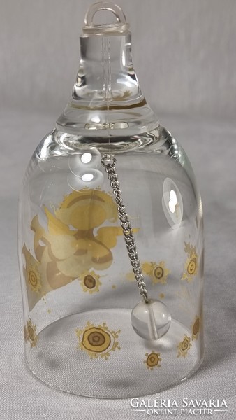 Rosenthal glass bell with Christmas gold-painted decor, musical angel, xx.S second half.