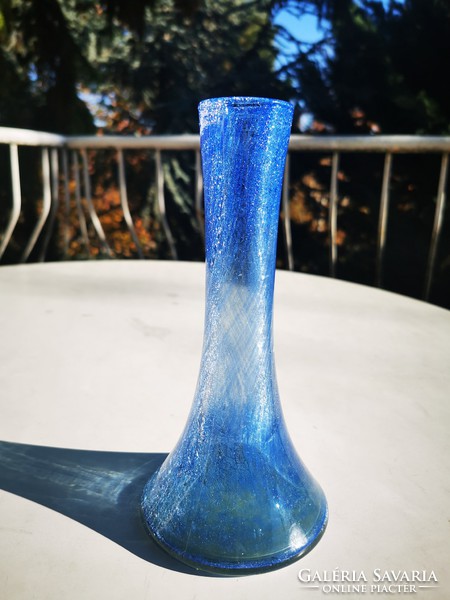 Karcagi blue veil glass vase, 22 cm