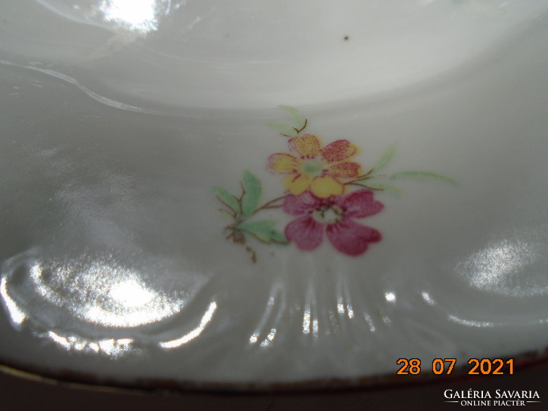 Zsolnay embossed floral cake plate with green shield seal mark 19.5 cm