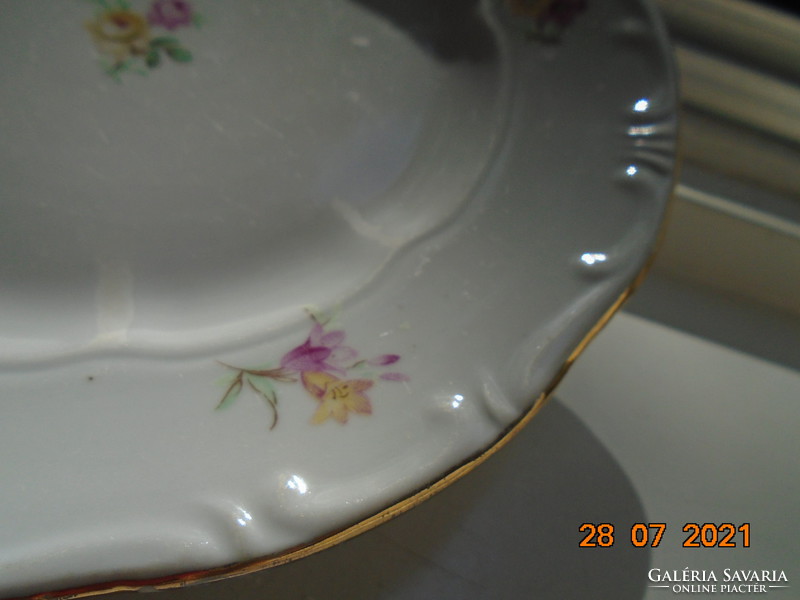 Zsolnay embossed floral cake plate with green shield seal mark 19.5 cm