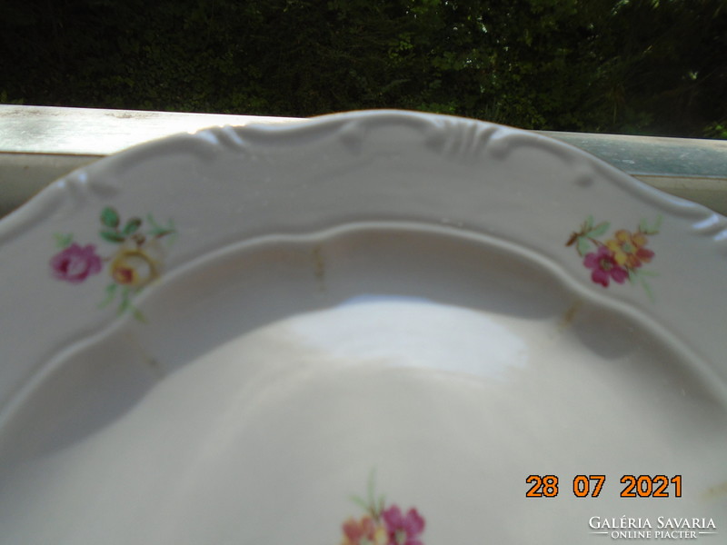 Zsolnay embossed floral cake plate with green shield seal mark 19.5 cm