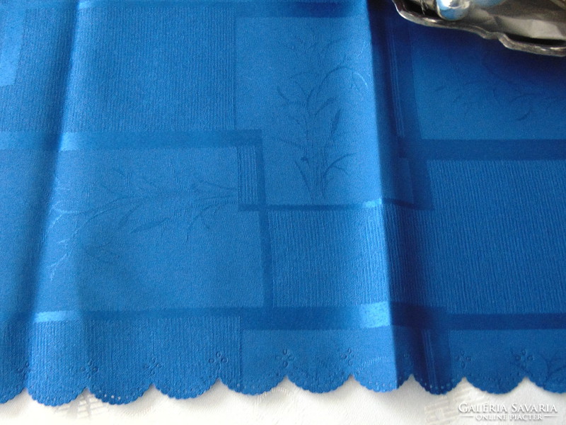 Dark royal blue elegant silk tablecloth 156 x 220 cm oval!