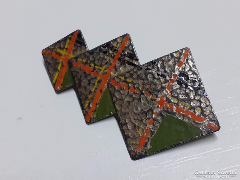 Retro fire enamel brooch badge