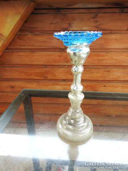 Colorful blown glass candle holder