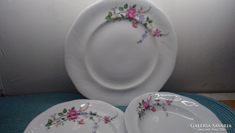 1 flat, 1 deep plate, 1 large (29 cm) porcelain serving bowl, Polish crown marking