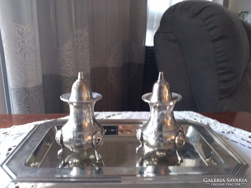 English silver-plated, antique lion's foot spice holders