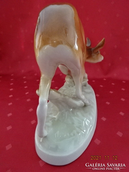 Royal Dux Csehszlovák porcelán figura, kézzel festett őz, hossza 29 cm. Vanneki!