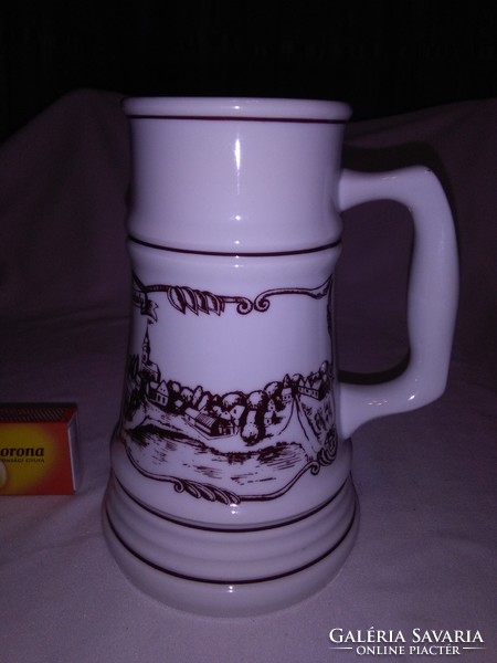 Great Plain porcelain beer mug with Hódmezővásárhely inscription and view