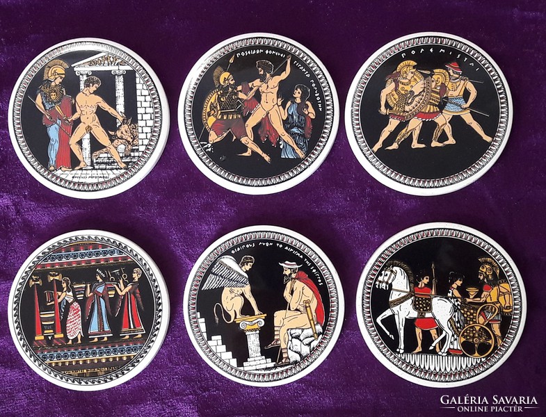 Mythological scene, Greek coaster 6pcs