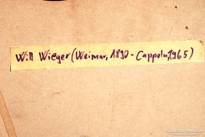 Wilhelm (Will) Wieger (1890-1965): Art deco akt-tanulmány - egyedi rajz, eredeti keretében