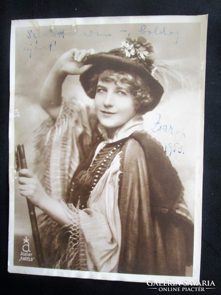 Fedák sári zsazsa actress actor autograph signed - dedicated 1953 photo 24 cm john hero 1904