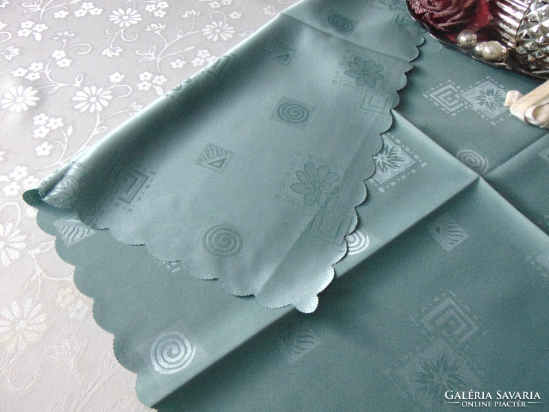 Olive green silk tablecloth 76 x 76 cm
