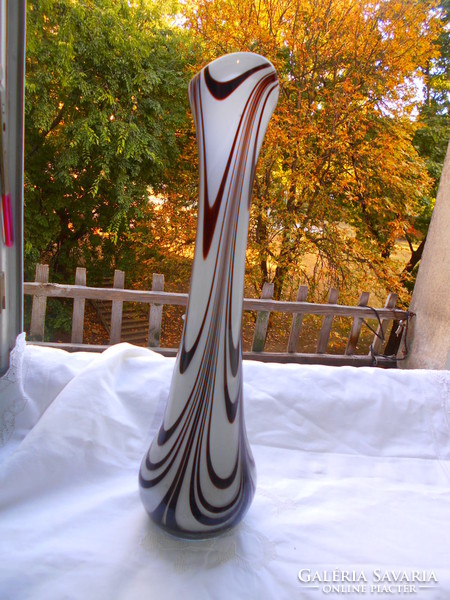 Nagyméretű üveg váza-két színű üvegből 37  cm