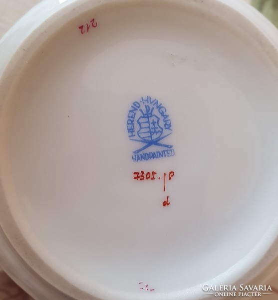 Herendi Indiai kosár mintás pur-pur porcelán díszkaspó