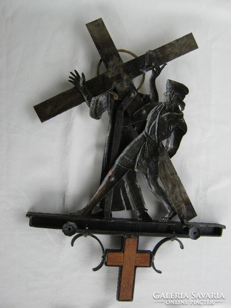 Religious-themed industrial art large-sized metal wall decoration Christ with the cross 47 cm