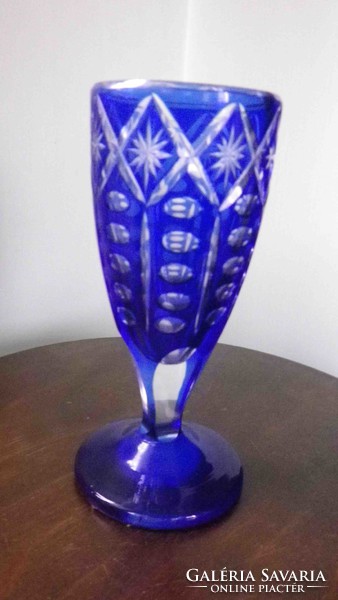 Kék, nehéz kristály váza