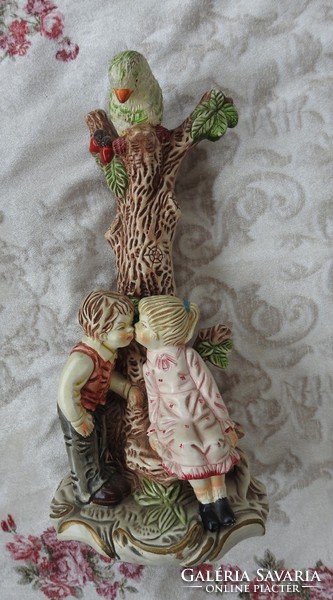 Child love - charming old larger size ceramic sculpture statue