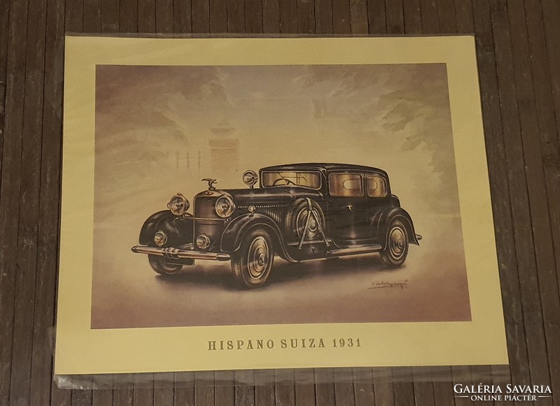 Hispano Suiza 1931 papír nyomat,  37,5x30 cm