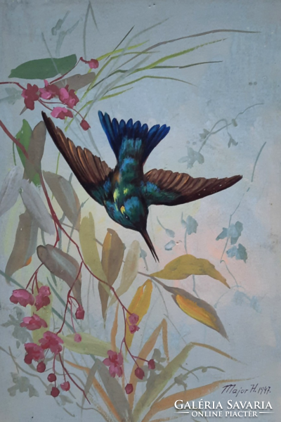 Blue bird, 1947 - major henrik (1895 - 1948) 18x25 cm fairy tale-like small painting