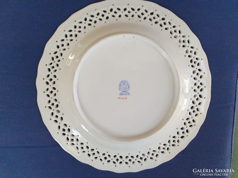 Herend Indian basket pattern pur-pur porcelain decorative plate (wall plate)