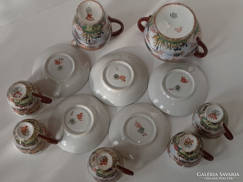 Victorian Japanese porcelain coffee set with hand painting