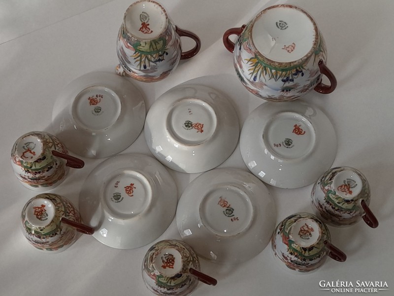 Viktoria japán porcelán kávés készlet kézi festéssel