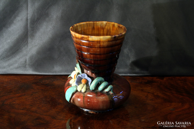 Hops with floral pattern in glazed ceramic vase 18cm