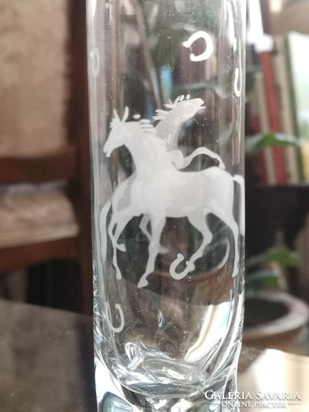 Ingrid hütte equestrian crystal glasses in a box, 1970
