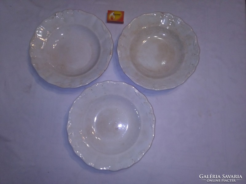 Antique raven house, crowned deep plate - three pieces together