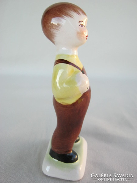 Retro ... Bodrogkeresztúri kerámia figura nipp kerésznadrágos kisfiú