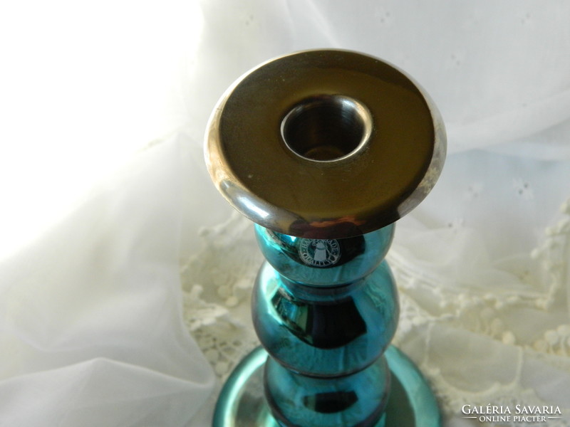 Turquoise glass candlestick